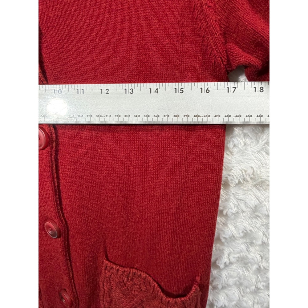 Sleeping on Snow Anthropologie Womens Red Cable Knit Cardigan Sweater Large - Picture 5 of 8